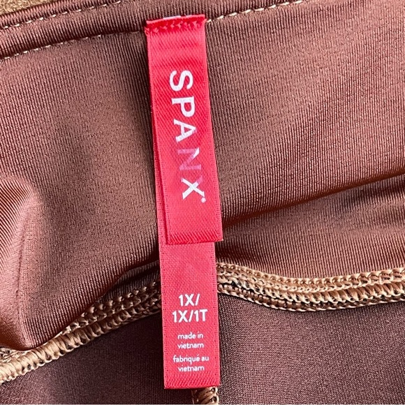 Spanx Faux Suede Leggings Women’s Plus Size 1X High Rise Rich Camel Color Shape - Picture 10 of 11